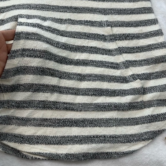 Fifteen Twenty Gray and White Striped Lace Up Hoodie Sweater - Picture 10 of 12